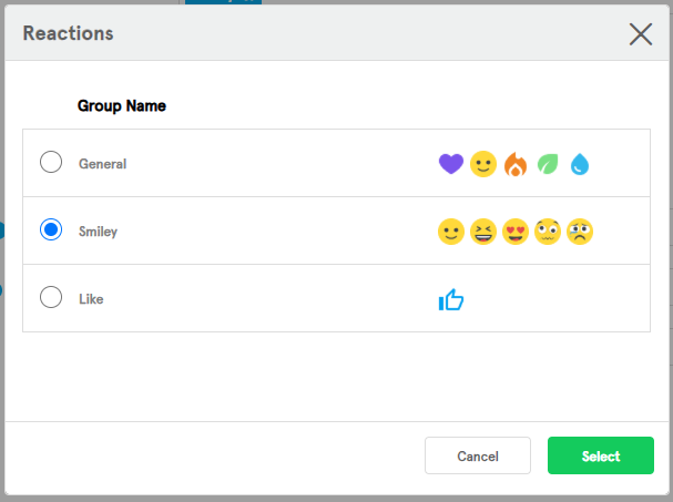 Reactions Group Picker demo